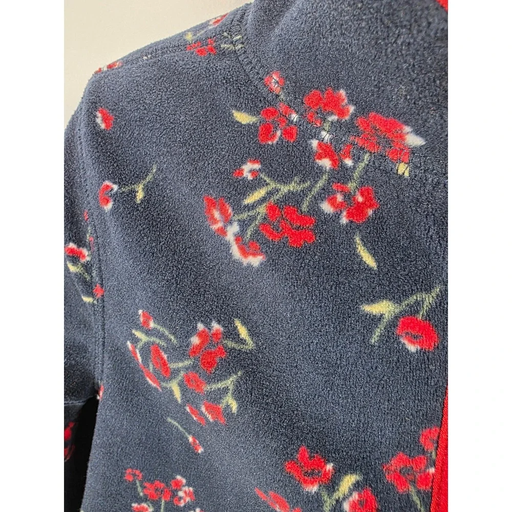 OshKosh B'gosh Toddler Girls 5t Fleece Pullover Navy Floral Print Red Trim /B29